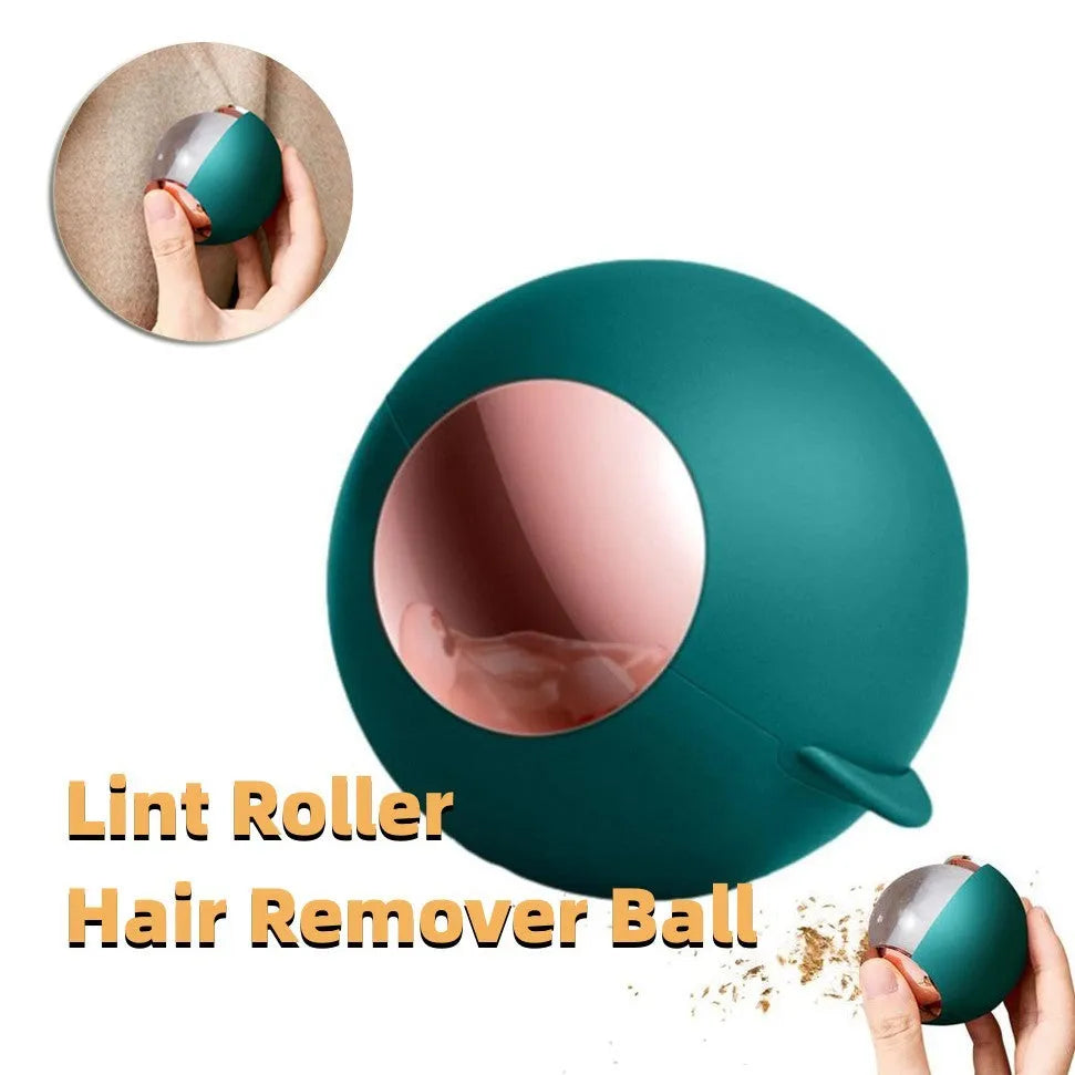 Reusable gel lint roller ball in green gold colour for removing pet hair and lint from fabrics.