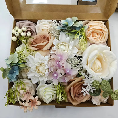 Artificial silk rose bouquet wedding table decoration in soft PVC with embossing detail