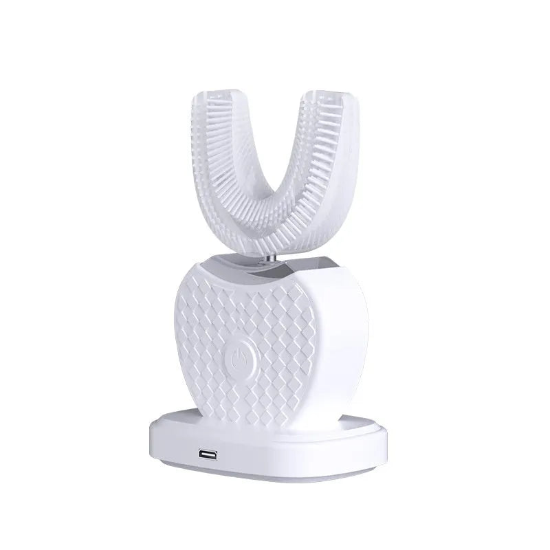 U-shaped rechargeable electric toothbrush in white, black, blue or pink with 3 gears and magnetic suspension motor