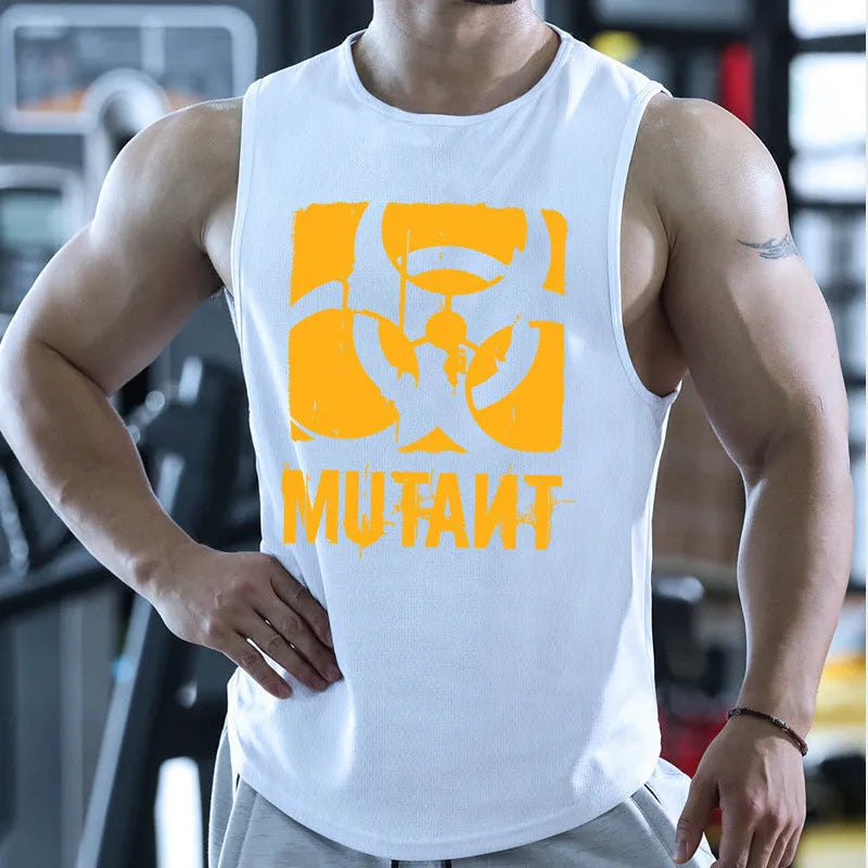 Loose fit sleeveless workout tank top vest in a selection of graphic colour designs.