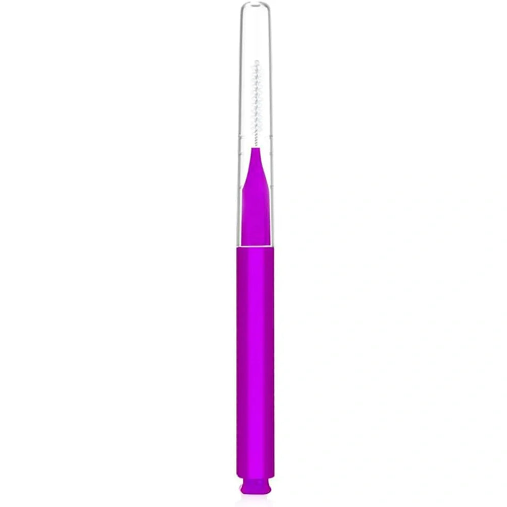 Micro eyebrow and lash brush set with bendable heads in five colours, including spoolies and protective caps