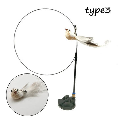 Detachable sucker cat stick with feather attachment, PVC rod and steel wire in picture colour