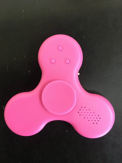 Square Bluetooth speaker music fidget spinner MP3 player in blue, showing button controls and compact design.