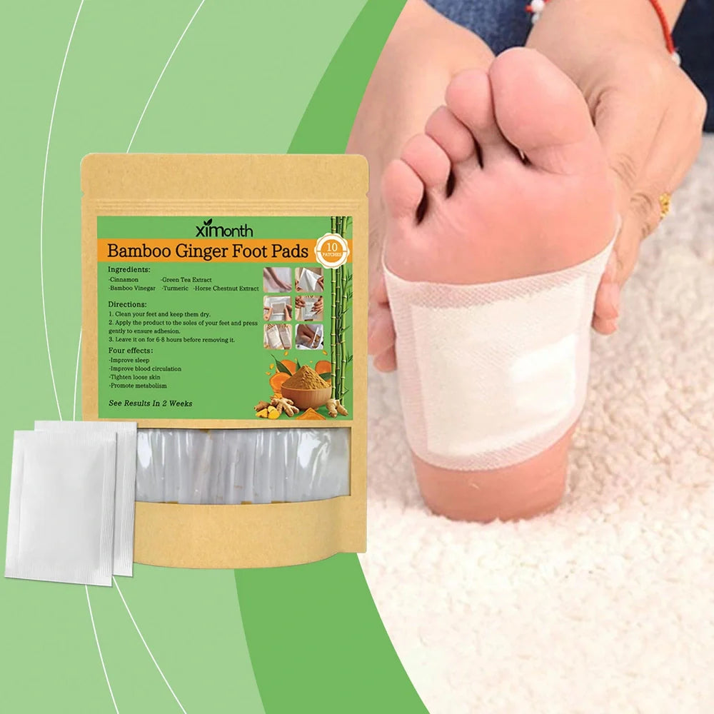 Pack of 10 adhesive health patches with ginger and turmeric ingredients for body relief