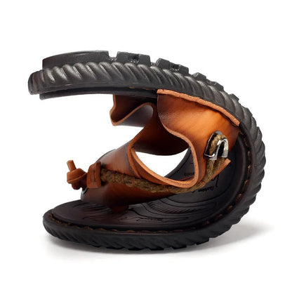 Men's herringbone pattern outdoor slippers in dark blue and khaki colours