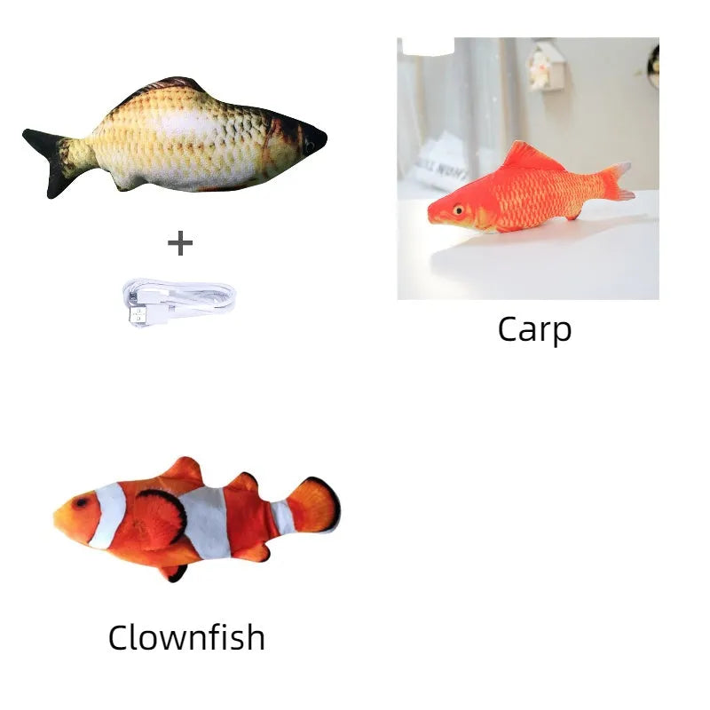 30cm multicolour electronic jumping fish cat toy with USB charging cable
