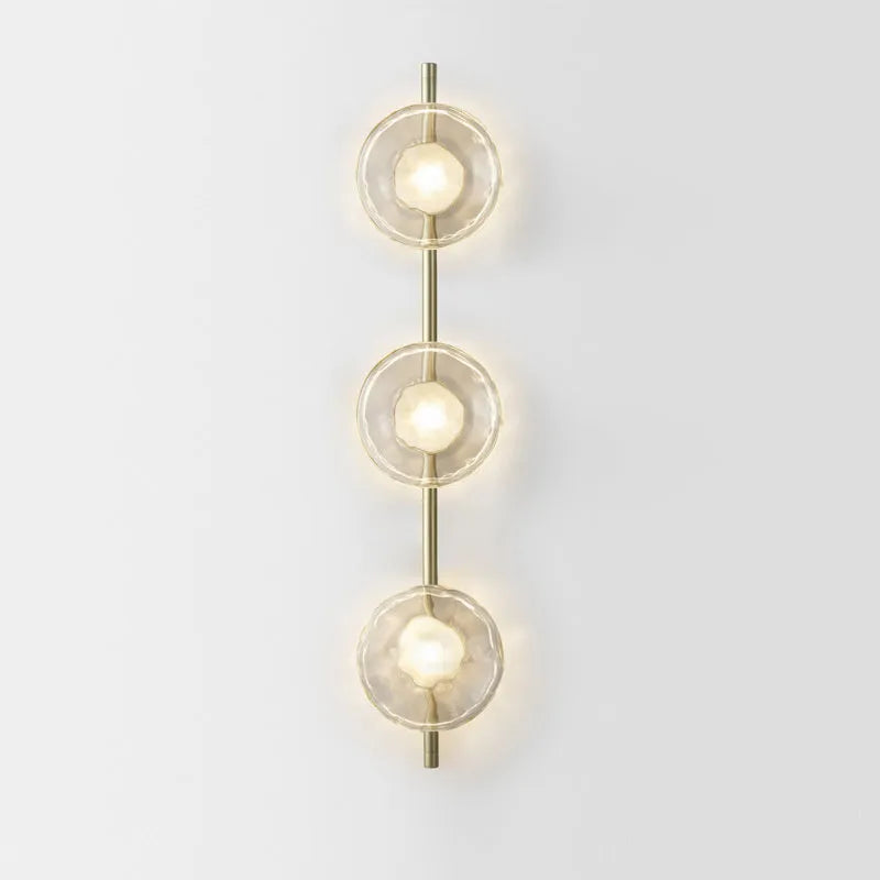 Wall-mounted bedside lamp with glass shade and iron body in various finish options