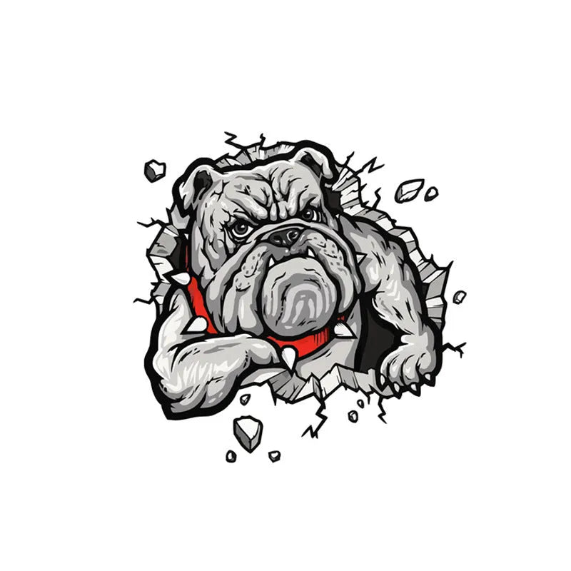 Grey dog pattern motorcycle decorative sticker, 17cm square, paper material.