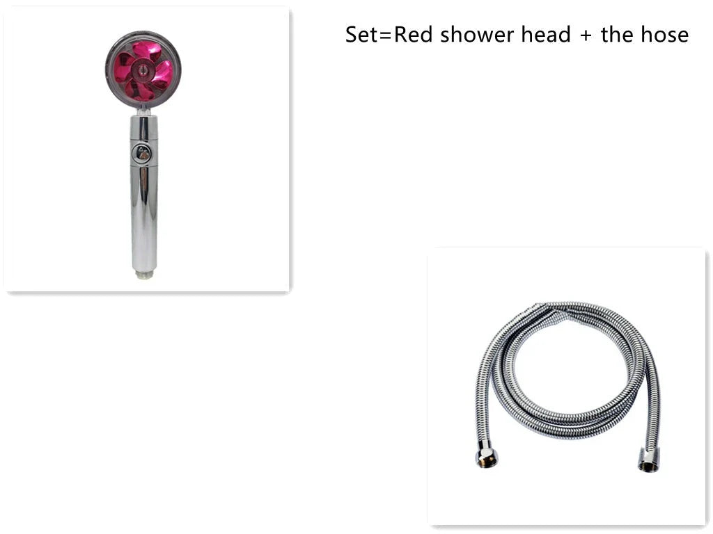 360° Rotating Shower Head with Built-In Fan - Premium ABS Plastic Construction, Water-Saving High-Pressure Spray