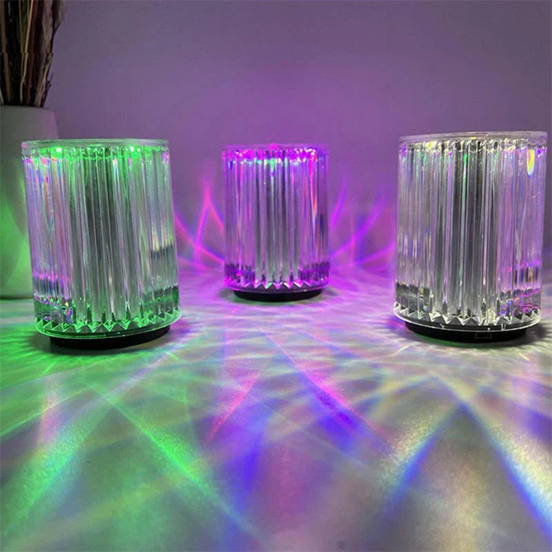 Stylish LED desk lamp with faux crystal design and customizable RGB lighting for home decor