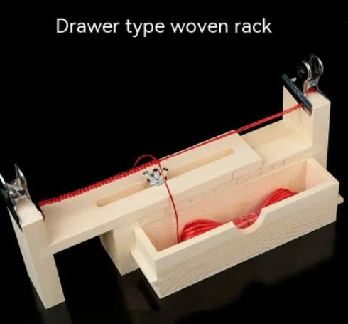 Solid wood handmade weaving rack with three-leg design and fixing clips for DIY bracelet and necklace making