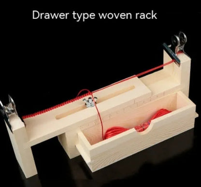 Solid wood handmade weaving rack with three-leg design and fixing clips for DIY bracelet and necklace making