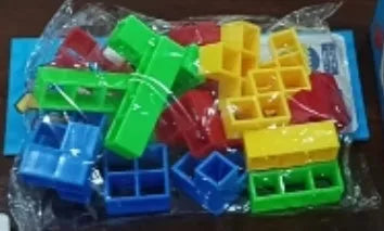 Plastic balance stacking game with 16 colourful blocks, chassis, and base for kids and adults