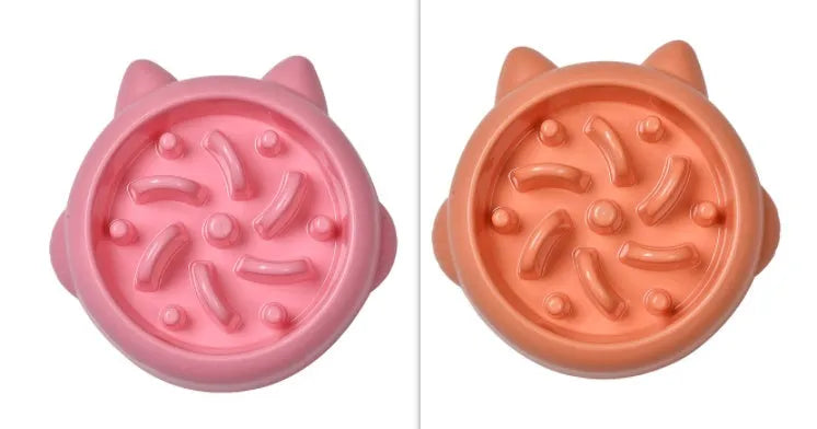 Green slow feeder dog bowl with bone-shaped obstacles for anti-choking feeding