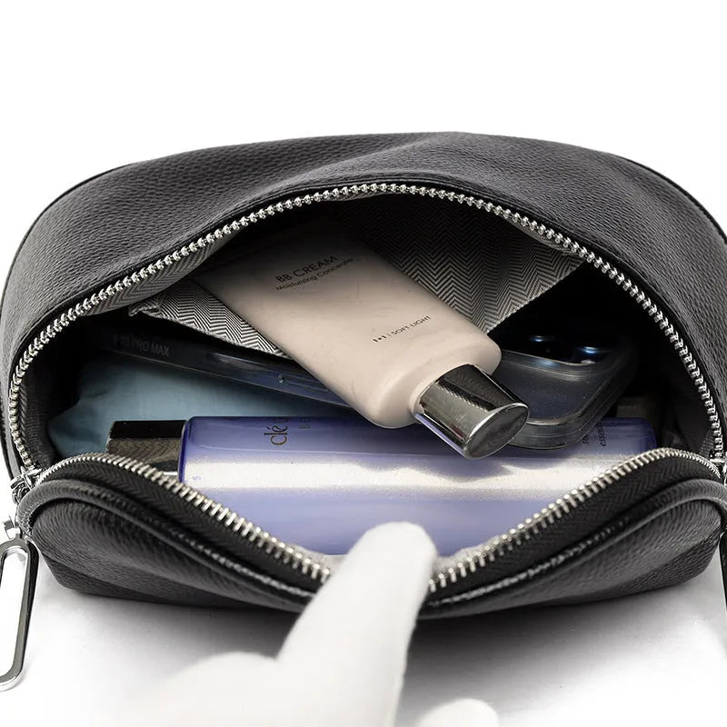 Women's First Layer Cattlehide Leather Messenger Bag, Fashion Casual Cross-Body Saddle Bag with Zipper Changing Bag, Soft PU Material in Black, White, or Green