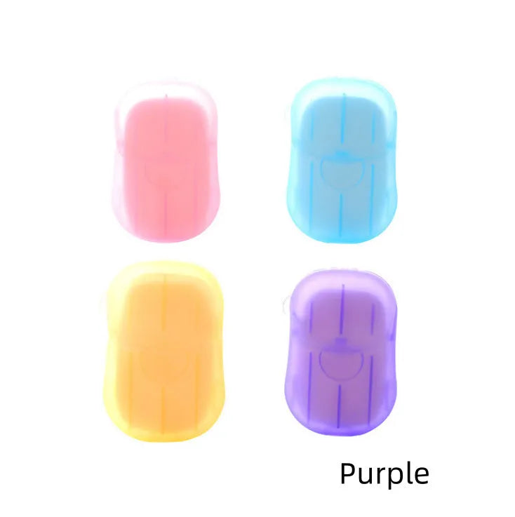 Disposable hand soap paper sheets showing 3.6x5.6cm size and multiple colour options