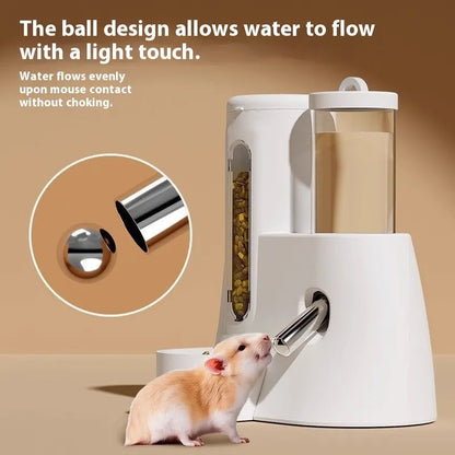 Hamster automatic drinking water feeder with attached food basin in blue colour