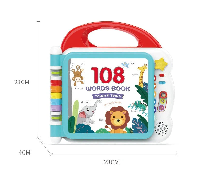 Educational English Kids Intelligent Book Learning Machine with Bluetooth in pink, red, and green