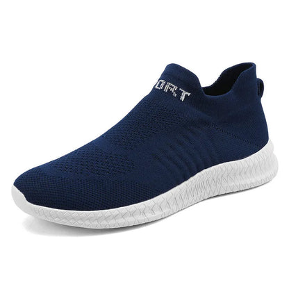Men's breathable Flyknit casual trainers in four colours with flat heel and viscose sole