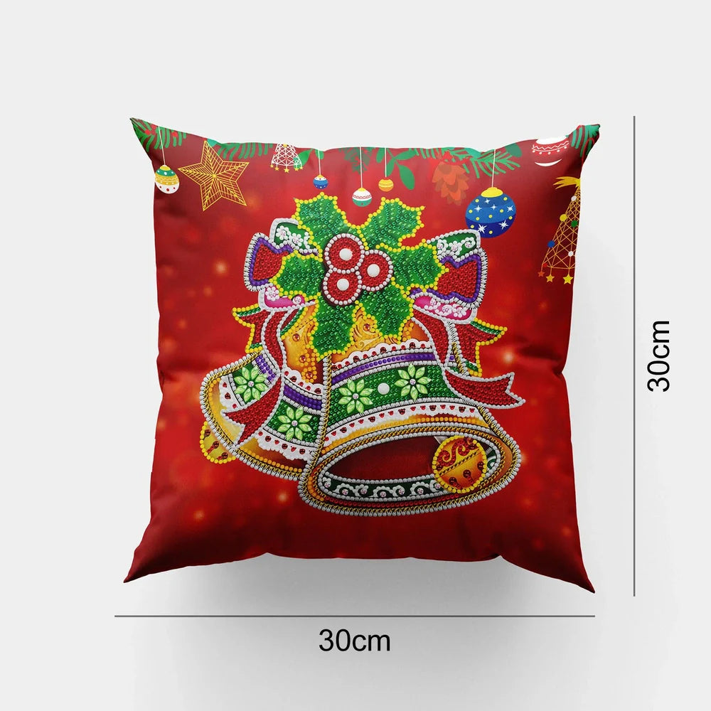 Handmade mandala pattern cushion cover with customisation kit including drill bag and assorted beads