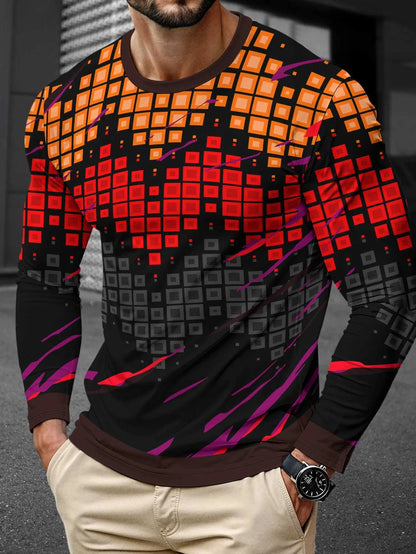 Man wearing a long sleeve milk silk pullover in a round neck, Young Casual style.
