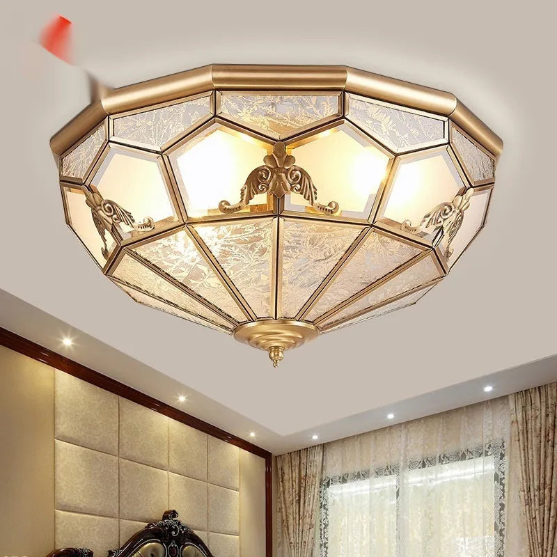 Copper wall lamp for bedroom corridor balcony, 220V tri colour light, 35cm or 45cm head diameter