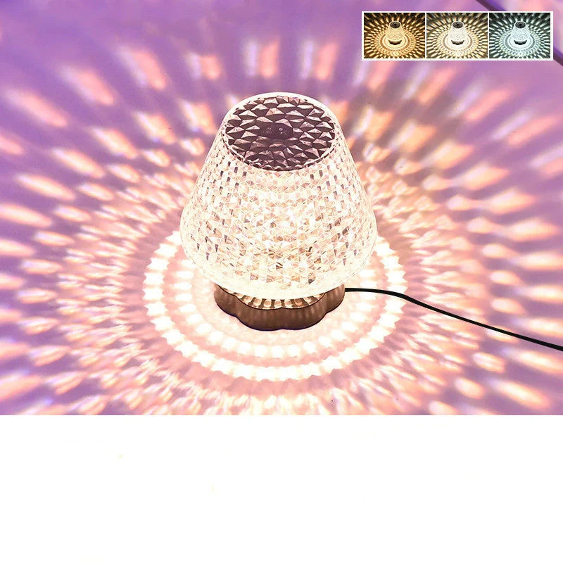 Diamond Crystal USB Touch Sensor Table Lamp with elegant design and 3-way dimming