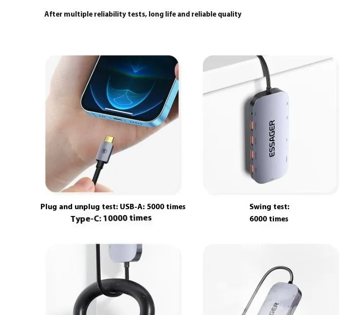 11-in-1 USB-C expansion dock with Gigabit Ethernet port and 20cm cable showing multiple connection interfaces