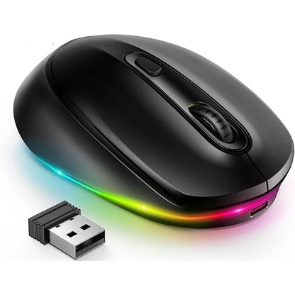 24g wireless ergonomic mouse with USB receiver and charging cable