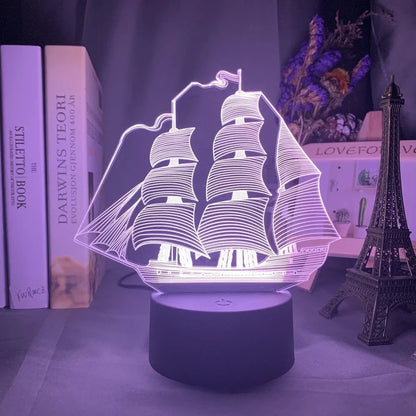 Custom 3D aeroplane hologram night light with personalised name, showing optical acrylic panel and ABS base