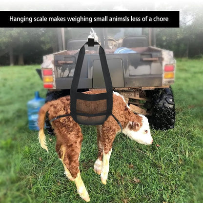 Large black calf and dog weighing sling measuring 35 by 150 centimetres for animal weight measurement
