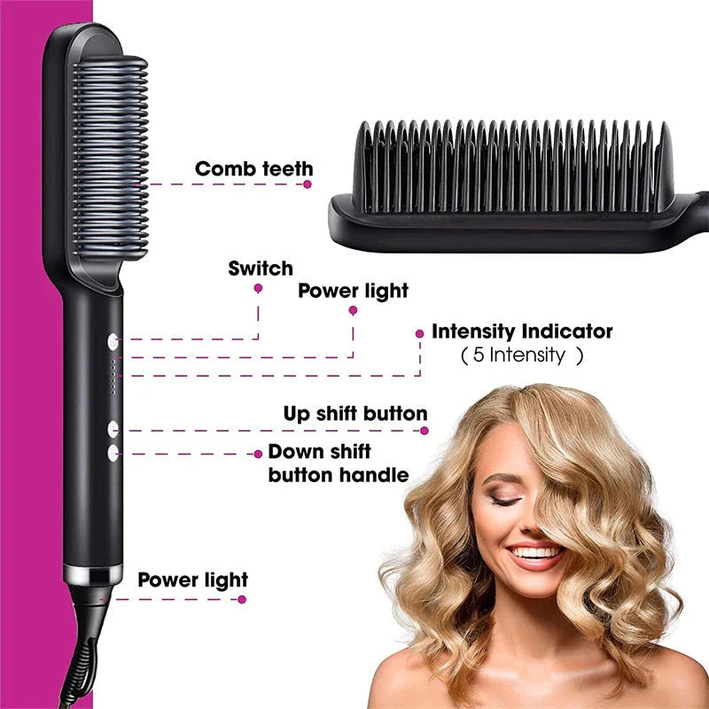 2-in-1 Hair Styler with Tourmaline Ceramic Heating, Intelligent Temperature Control, and Negative Ion Technology