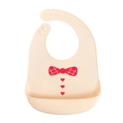 Silicone baby bib with cartoon print, waterproof and antifouling, for ages 0-6 years