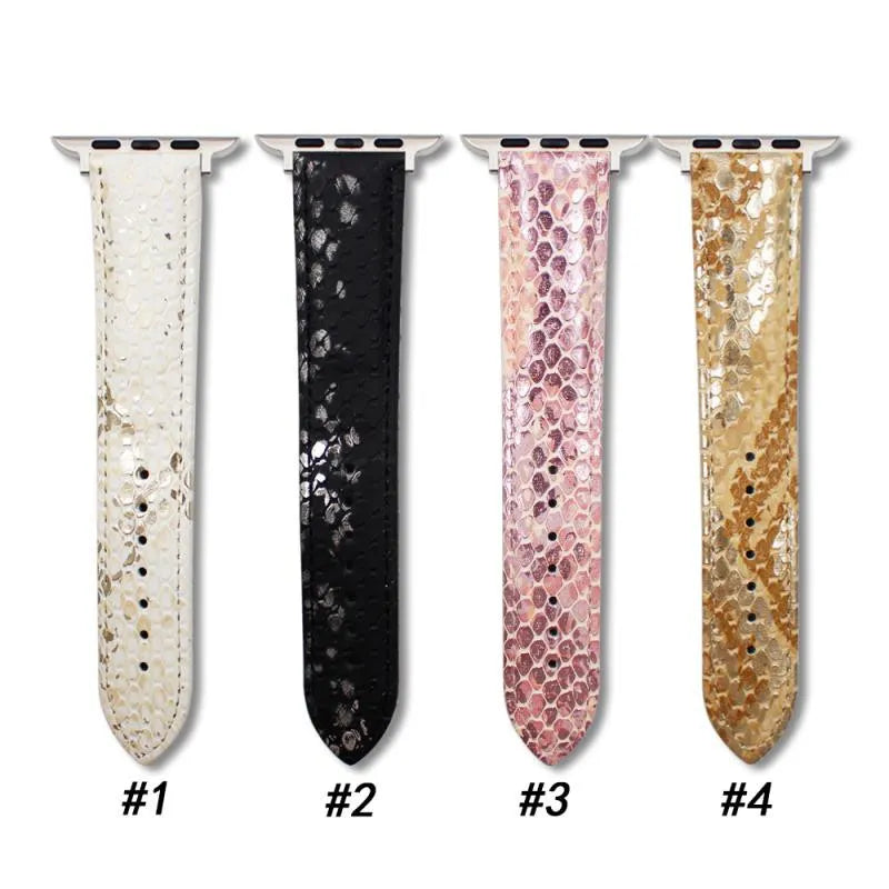 Leopard print PU watch strap compatible with Apple Watch iWatch 3-6 SE in 38mm and 42mm