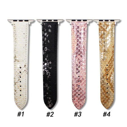 Leopard print PU watch strap compatible with Apple Watch iWatch 3-6 SE in 38mm and 42mm