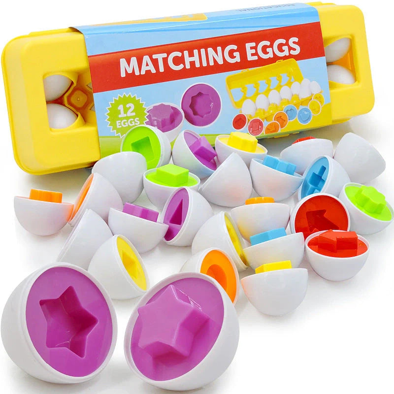 Educational smart egg toy for children with 12 shapes for sorting and matching
