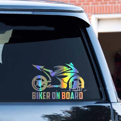 Motorcycle pattern reflective sticker on vehicle surface in various colours