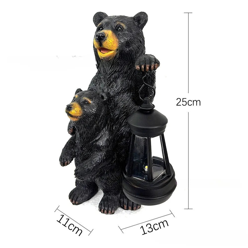 Resin bear lantern ornament in Black Bear or Grizzly Bear Mother and Child design, 1.2V, single pack