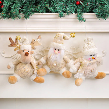 Santa Claus, deer and snowman Christmas ornament set with colourful cartoon styling