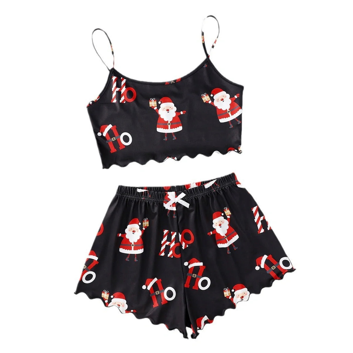 Christmas women's milk silk pajamas two-piece set with festive designs