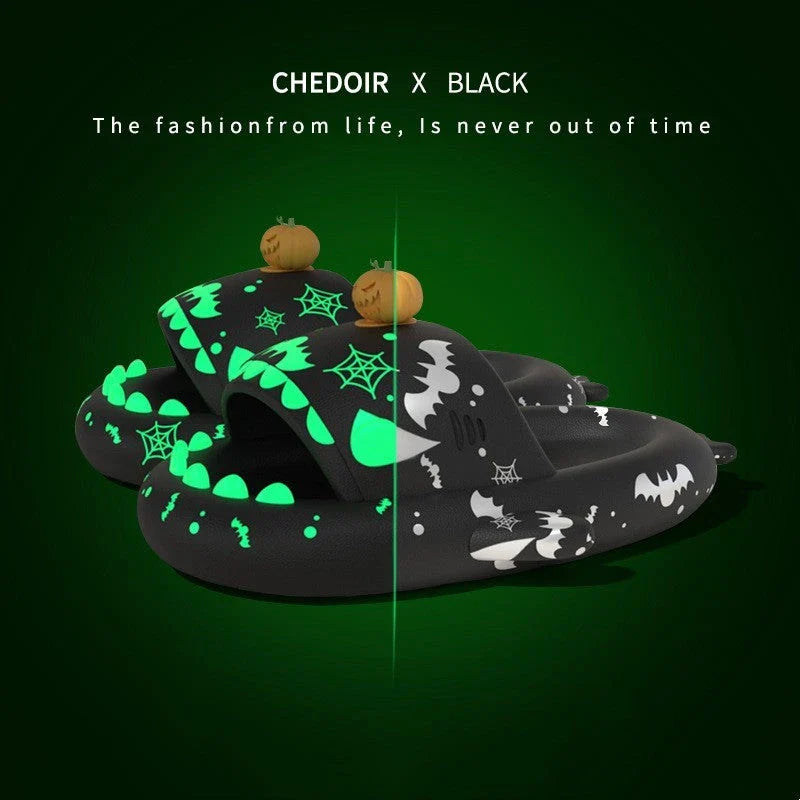 Cozy and quirky luminous shark slippers for couples, available in a variety of vibrant colors.