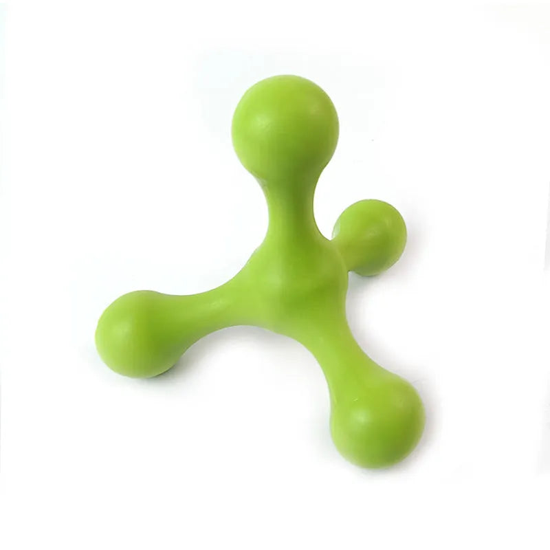 Blue three-legged silicone chew toy for small and medium dogs measuring 9.5cm with beef flavour