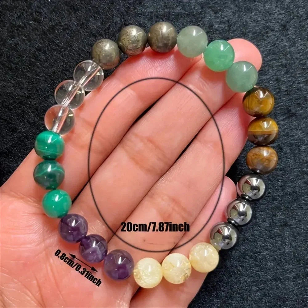 Amethyst green dongling stone beaded bracelet with French retro style