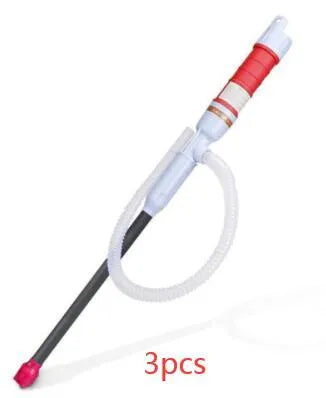 Blue and red manual siphon pump for fuel and liquid transfer