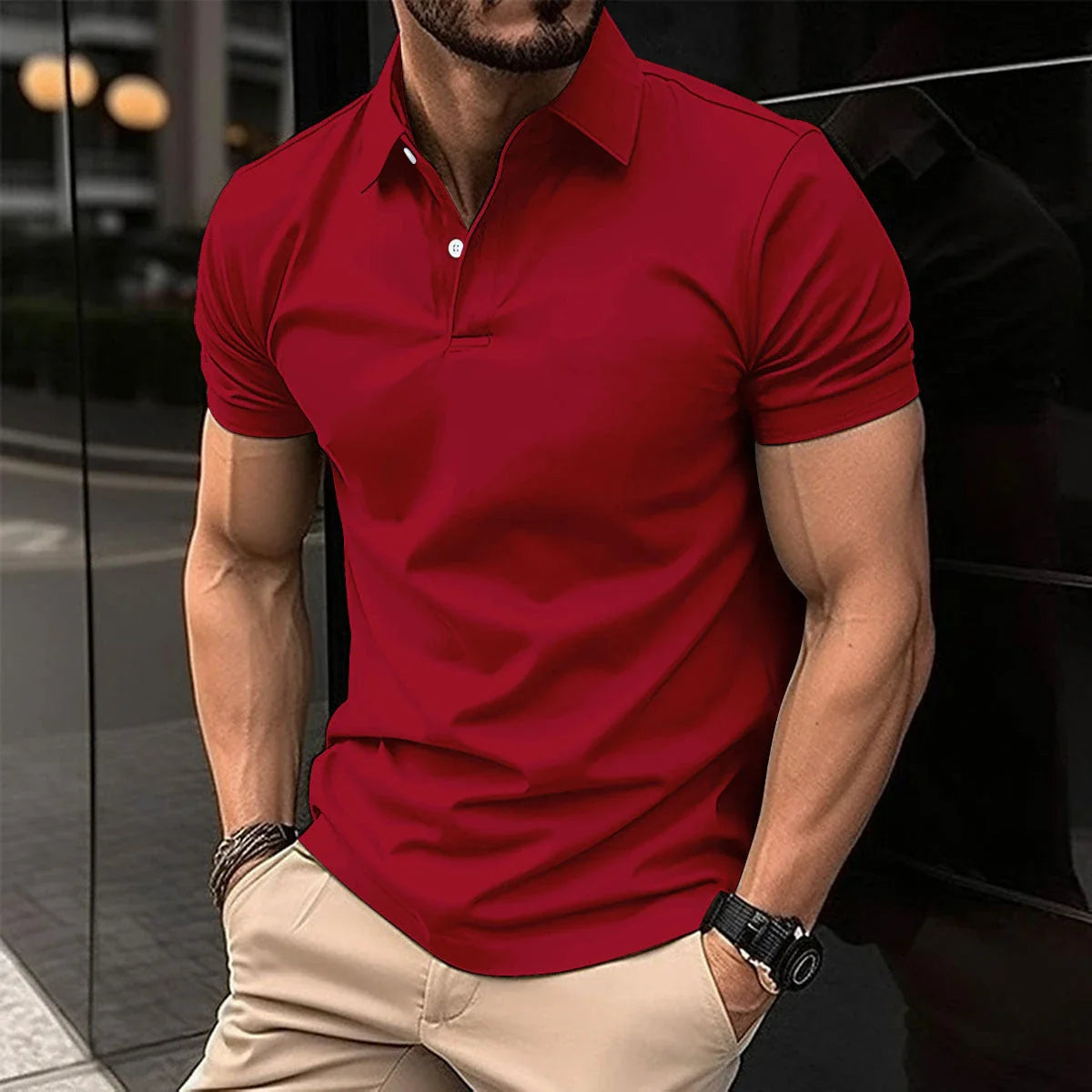 Premium cotton polo shirt for men in various solid colors and sizes