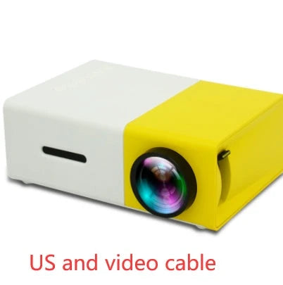Compact 1080p HD home cinema projector with versatile connectivity and adjustable display settings