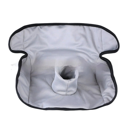 Alien-shaped car seat protective pad with urine separation feature in grey polyester