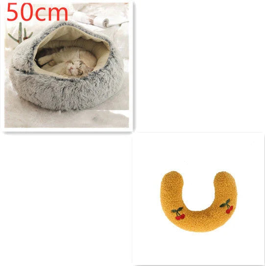 Cozy All-in-One Pet Bed in various colors and sizes, providing a plush and comfortable retreat for cats and dogs
