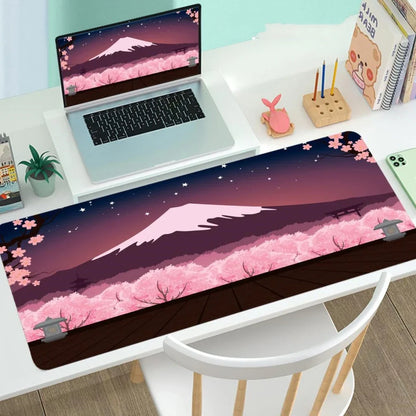 Large gaming mouse desk mat with printed design, multiple size options from 300x600mm to 400x900mm