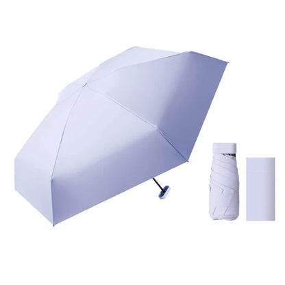 Six-fold ultra-light umbrella with steel ribs and NC fabric canopy